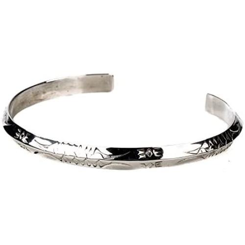 Tskies Sterling Silver Navajo Stacker Bracelet for Women Hand Stamped Finish Luxury Southwest