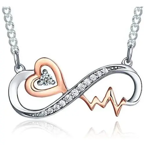 TRENSYGO Infinity Collection 925 Sterling Silver Heartbeat Infinity Cross Anchor Sunflower Nurse Necklace Jewelry Gifts for Women and Girls