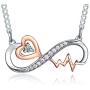 TRENSYGO Infinity Collection 925 Sterling Silver Heartbeat Infinity Cross Anchor Sunflower Nurse Necklace Jewelry Gifts for Women and Girls