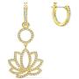 SWAROVSKI Womens Symbolic Lotus Pierced Earrings, Green, Gold-tone plated