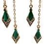 Vintage Green Rhinestone Long Drop Snake Earrings Studs