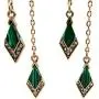 Vintage Green Rhinestone Long Drop Snake Earrings Studs