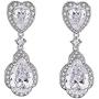 Scarlvambo Womens Cubic Zirconia Heart Teardrop Pierced Dangle Wedding Earrings Silver-Tone