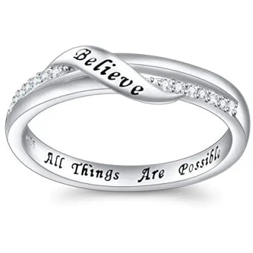 Inspirational Jewelry Sterling Silver Engraved Believe All Things are Possible Band Ring for Women Girlfriend, Size 5-10 Inspirational Jewelry Sterling Silver Engraved Believe All Things are Possible Band Ring for Women Girlfriend, Size 5-10
