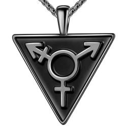 beautlace LGBT Necklaces/Stud Earrings/Set Silver/18K Gold/Black Gun Plated Triangle Pendant Gay & Lesbian Pride Jewelry Set for Men and Women