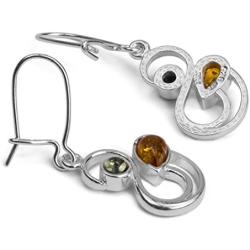 Sterling Silver Amber Contemporary Earrings