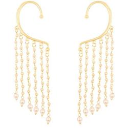 Touchstone Indian Bollywood Trendy and Innovative Look Faux Pearls hangings Long Bridal Chandelier Designer Jewelry Earrings for Women in Gold Tone