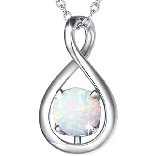 FANCIME Created Aquamarine Necklace Sterling Silver Birthstone Necklaces for Women Dainty Infinity Pendant Birthday Anniversary Jewelry Gifts for Her,Chain Length 16''+2'' Extend FANCIME Created Aquamarine Necklace Sterling Silver Birthstone Necklaces for Women Dainty Infinity Pendant Birthday Anniversary Jewelry Gifts for Her,Chain Length 16''+2'' Extend