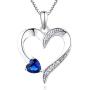 YL Heart Necklace 925 Sterling Silver Love Heart Pendant with 5MM5MM Heart Blue Sapphire/Ruby/Pink/Amethyst/Emerald/Zirconia Birthstone Women Jewelry