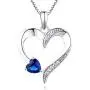 YL Heart Necklace 925 Sterling Silver Love Heart Pendant with 5MM5MM Heart Blue Sapphire/Ruby/Pink/Amethyst/Emerald/Zirconia Birthstone Women Jewelry