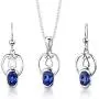 Peora Created Blue Sapphire Earrings Pendant Necklace Jewelry Set in Sterling Silver, Dainty Design, Oval Shape, 2.25 Carats total, with 18 inch Chain Peora Created Blue Sapphire Earrings Pendant Necklace Jewelry Set in Sterling Silver, Dainty Design, Oval Shape, 2.25 Carats total, with 18 inch Chain