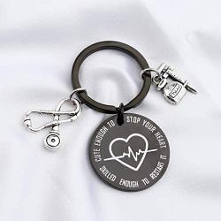FUSTMW Nurse Gifts Keychain Nursing Graduation Student Gift RN NP Nurses Jewelry Medical Technician Gift Cute Enough to Stop Your Heart Skilled Enough to Restart It