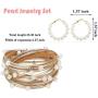 Hicarer Women Multilayer Leather Wrap Bracelets Tassel Pearl Leopard Earrings Jewelry Set