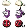 Officially Licensed Deadpool Stud Earring Set, Marvel Comics Stainless Steel Artwork - 3 Pack