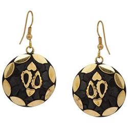 Zephyrr Tibetan Jewelry Drop Earrings Gold Tone Casual Daily Wear Statement Jewelry For Women, Black (JAE-3722)