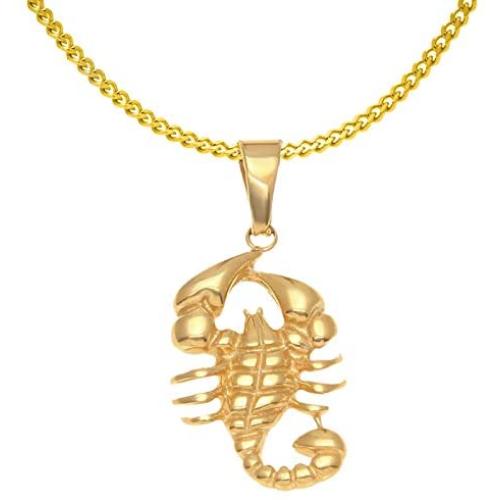 Xusamss 18K Gold Plated Stainless Steel Animal Scorpion Pendant Necklace,24inches Link Chain