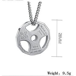 JAJAFOOK Mens Stainless Steel Fitness Gym Dumbbell Plate Barbell Chain Pendant Necklace Jewelry