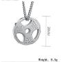 JAJAFOOK Mens Stainless Steel Fitness Gym Dumbbell Plate Barbell Chain Pendant Necklace Jewelry