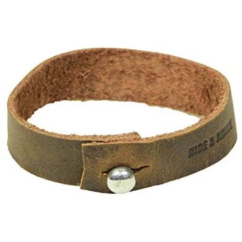 Soft Leather Bracelet with rustic clasp (8-inch wristband) Handmade by Hide & Drink :: Bourbon Brown