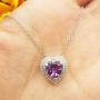 Dazzlingrock Collection 14K 8 MM Heart Gemstone & Round Diamond Heart Double Halo Pendant, White Gold