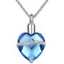 CoolJewelry Urn Necklace Ashes 12 Colors Glass Heart Cremation Pendant Crystal Memorial Jewelry Personalized Stainless Steel Keepsake