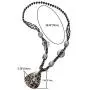 COOLSTEELANDBEYOND Black Statement Necklace Long Gem Stone Beads Chain Large Dangling Leopard Print Resin Sector Charm COOLSTEELANDBEYOND Black Statement Necklace Long Gem Stone Beads Chain Large Dangling Leopard Print Resin Sector Charm