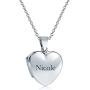 Personalized Engrave Simple Plain Traditional Keepsake Domed Puff Heart Shaped Photo Locket For Women Teens Holds Photos Pictures 925 Silver Necklace Pendant