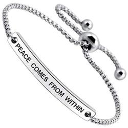 Peace Comes from Within Friendship Bracelet Cuff Gift for Women Encourage Quotes Jewelry