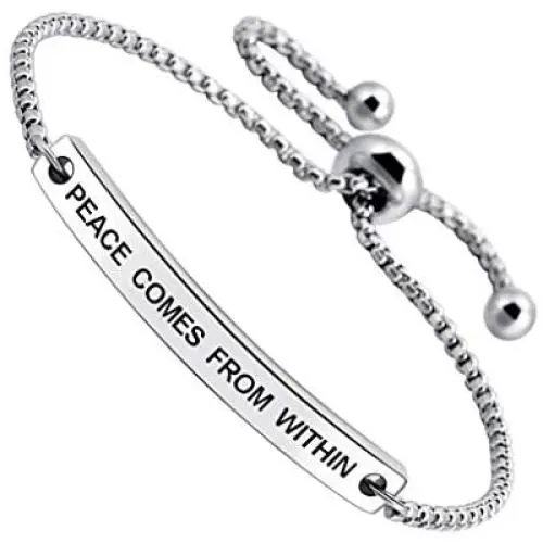 Peace Comes from Within Friendship Bracelet Cuff Gift for Women Encourage Quotes Jewelry Peace Comes from Within Friendship Bracelet Cuff Gift for Women Encourage Quotes Jewelry