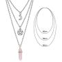 MJartoria Moon Pentagram Necklace Pentacle Chakra Charm Pendant Multi Layer Alloy Chain Choker Necklace Set Gothic Jewelry