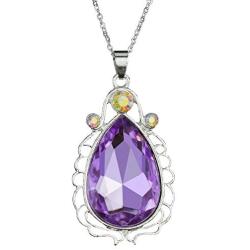 2pcs Sofia Amulet Necklace Teardrop Amethyst Pendant Necklace Sofia The First Princess Costumes Jewelry Girls Necklace