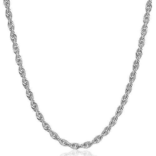 RMREWY 925 Sterling Silver 1.8mm Braided Rope Chain for Men and Women Braided Twist Italian Necklace, Rope Chain for Men or Women (16-24 Inch)