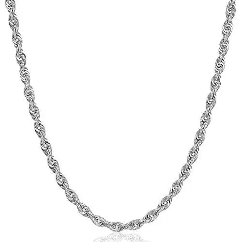 RMREWY 925 Sterling Silver 1.8mm Braided Rope Chain for Men and Women Braided Twist Italian Necklace, Rope Chain for Men or Women (16-24 Inch) RMREWY 925 Sterling Silver 1.8mm Braided Rope Chain for Men and Women Braided Twist Italian Necklace, Rope Chain for Men or Women (16-24 Inch)
