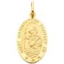 The World Jewelry Center 14k Yellow Gold Religious Saint Christopher Medal Pendant with 1.5mm Flat Open Wheat Chain Necklace