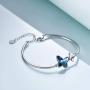 AOBOCO Sterling Silver Infinity & Morpho Helena Butterfly Bangle Bracelet Embellished with Crystals from Austria, Fine Anniversary Birthday Butterfly Jewelry Gifts for Women