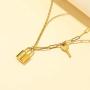 NEULRY 18K Tiny Lock & Key Elegant Necklace,Gold Plated Personalized Chain Handmade for Women and Girl Gifts