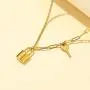 NEULRY 18K Tiny Lock & Key Elegant Necklace,Gold Plated Personalized Chain Handmade for Women and Girl Gifts