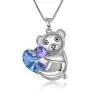 GEORGE · SMITH Brother Bear Animal Necklace Purple Heart Teddy Pendant Necklace with Crystals from Austria, Birthday Gifts for Daughter Teen Girls Girlfriend