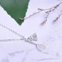 ruofengpuzi 925 Sterling Silver Badminton Racket Necklace Clavicle Chain Pendant Jewelry Girls Valentines Day Gift Box