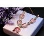 Rose Gold Plated Pink Tulip Flower Statement Necklace