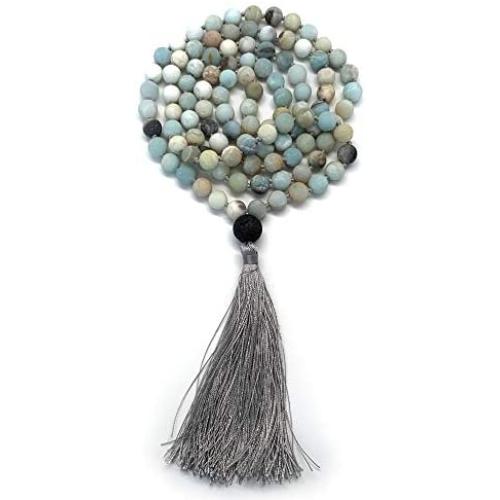 Aspen & Eve 108 Bead Malas - Mala Necklace & Bracelet with Tassel - 8mm Stone Beads - Strand 108 Beads Necklace for Mindfulness & Yoga