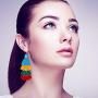 Duufin 32 Pairs Tassel Earrings Colorful Bohemian Tassel Earring Long Layered Dangle Earrings Tassel Drop Hoop Fringe Tiered Earrings for Women Girls