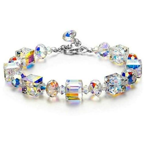 Madame Jewelry Aurora Borealis Bracelet with Austria Crystals 18K White Gold