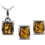 Sterling Silver Baltic Amber Rectangular Stud Earrings Necklace 18 Inches Sterling Silver Baltic Amber Rectangular Stud Earrings Necklace 18 Inches