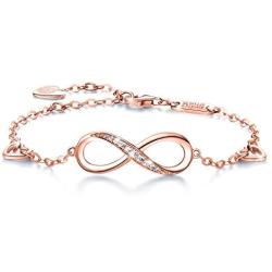 Billie Bijoux Womens 925 Sterling Silver Infinity Endless Love Symbol Charm Adjustable Bracelet Gift for Women Girls Mom Mothers Day