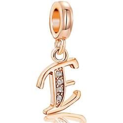 JMQJewelry Initials Letters A Birthday Birthstone White Rose Gold Alphabet Charms for Bracelets Mom Wife Sister Gifts