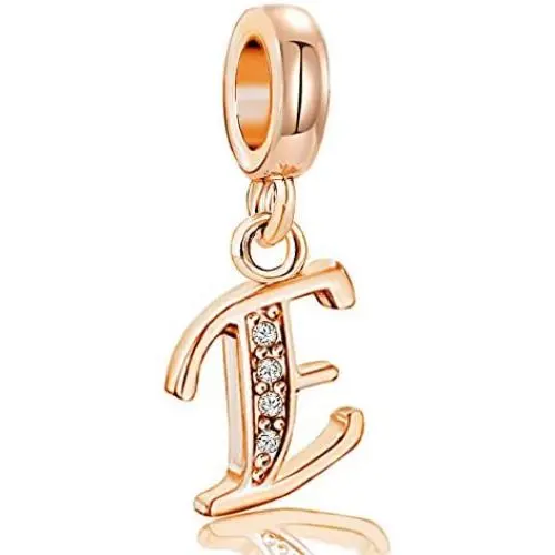 JMQJewelry Initials Letters A Birthday Birthstone White Rose Gold Alphabet Charms for Bracelets Mom Wife Sister Gifts