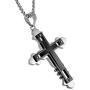 HZMAN Jewelry Mens Large Three-Layer Stainless Steel Inlaid Cross Necklace Pendant 22 + 2 Inch Chain