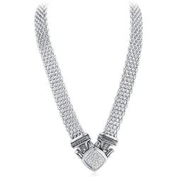 UNY Short Necklace 48cm Popcorn Chain Pave Rhinestone Classic Elegant Vintage Antique Jewelry