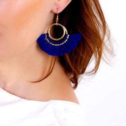 BaubleStar Tassel Hoop Earrings Fringe Drop Gold Tone Circle Tiered Earrings for Women Girls